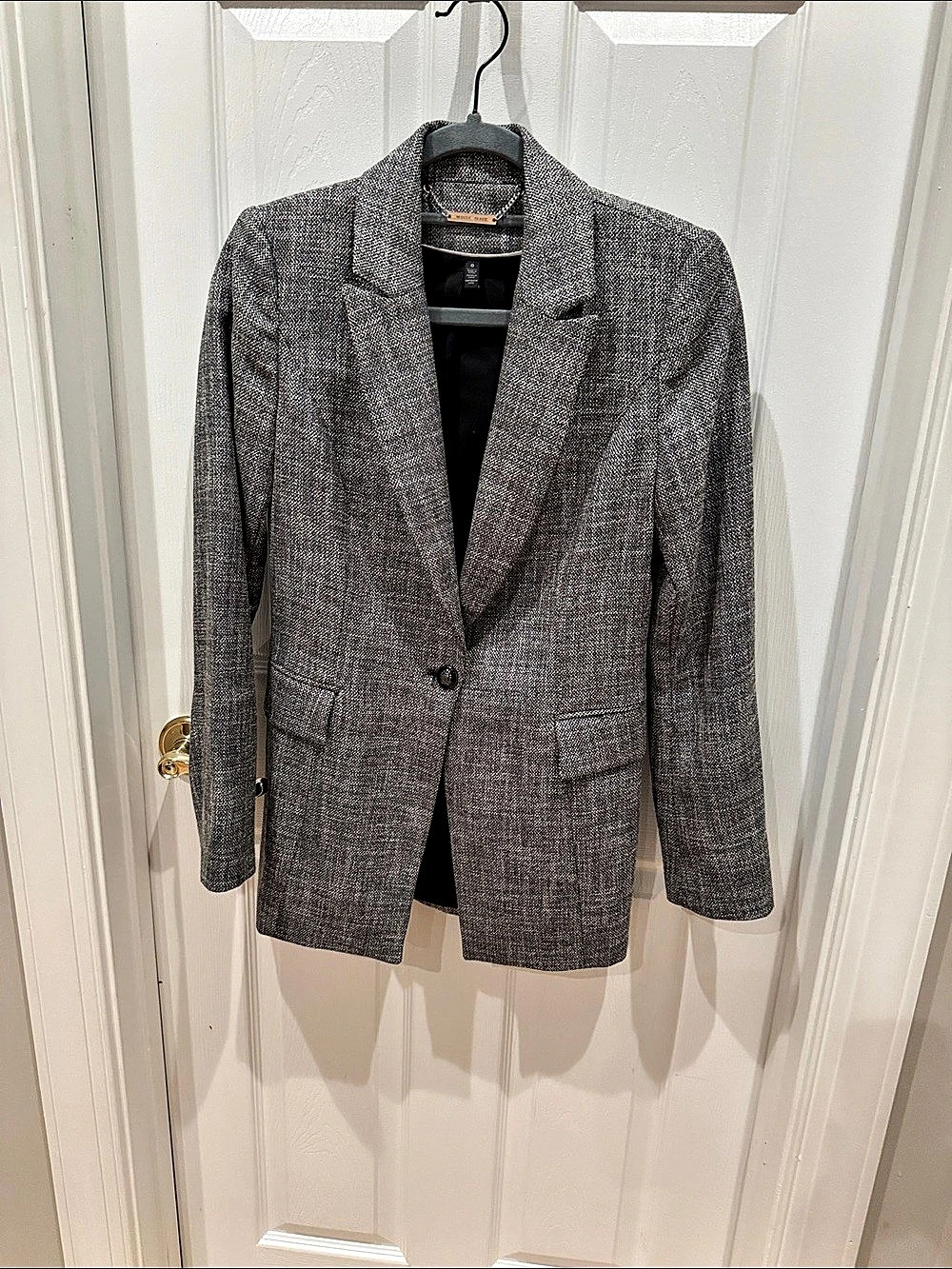 White House Black Market Textured Blazer in Gray & Black Size 0 Like New